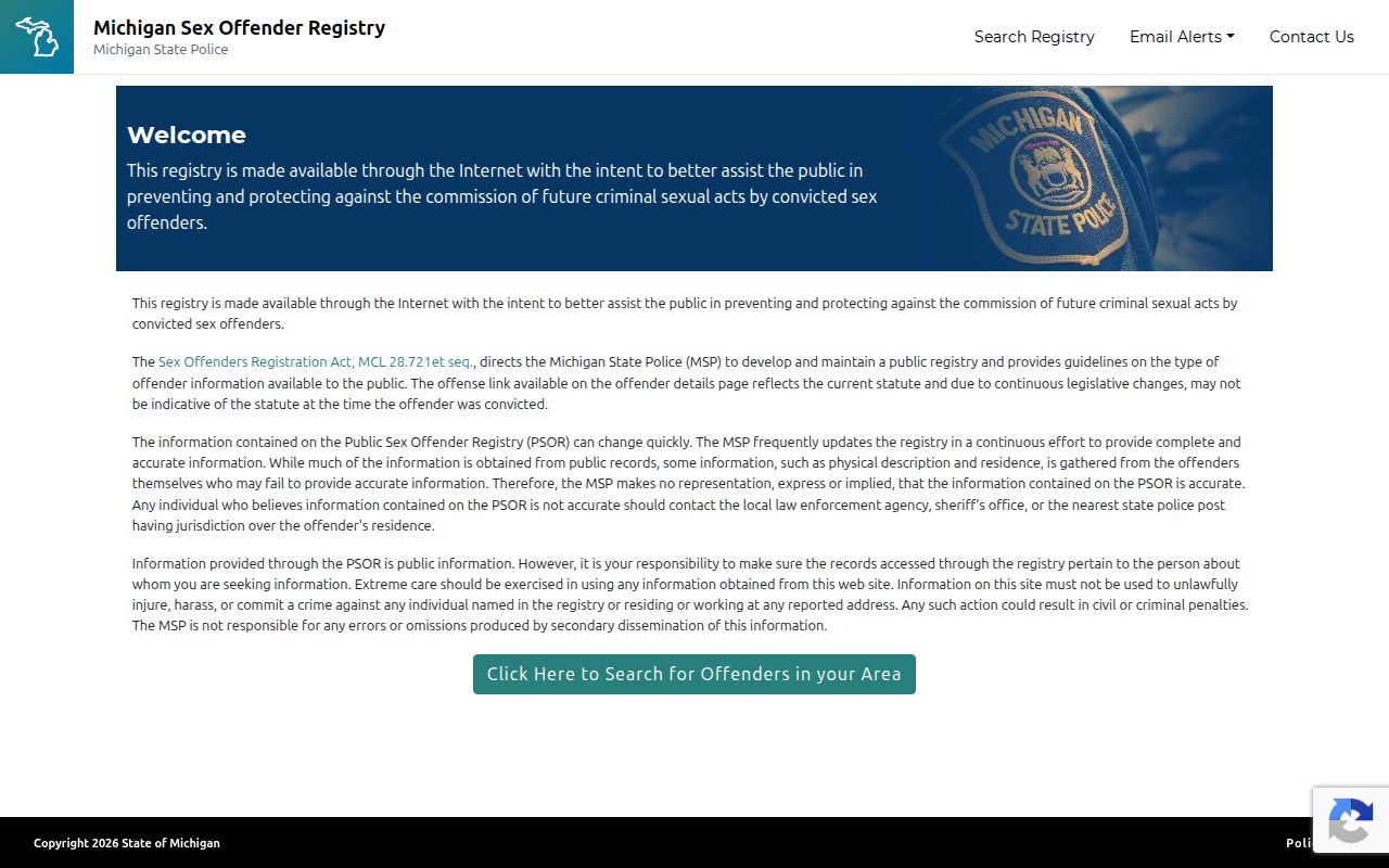 Berrien County criminal records and Michigan PSOR search