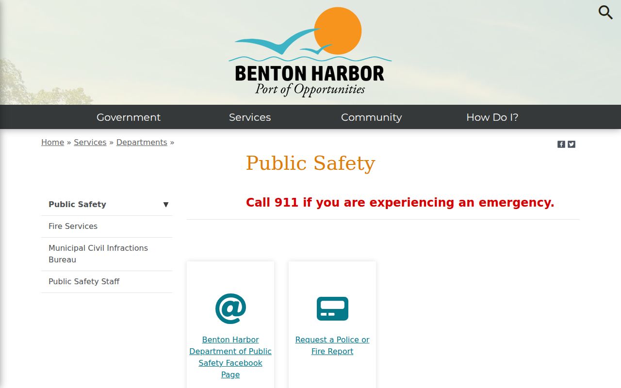 Benton Harbor Public Safety criminal records source page